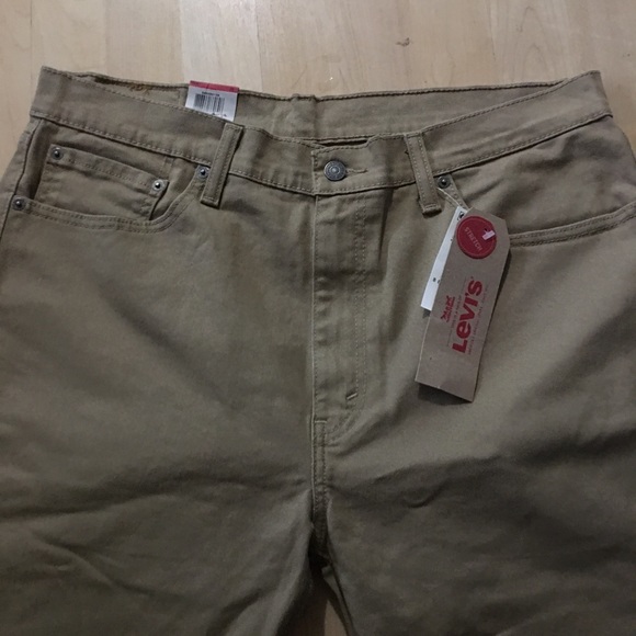 Levis 505 Khaki Dark Tan 4 Pockets Shorts - Picture 2 of 5